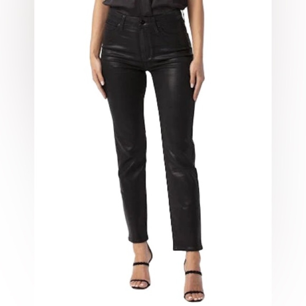 PAIGE Cindy Jeans High Rise Transcend Black Fog Luxe Coating Sz 30 Goth Core - Picture 3 of 16